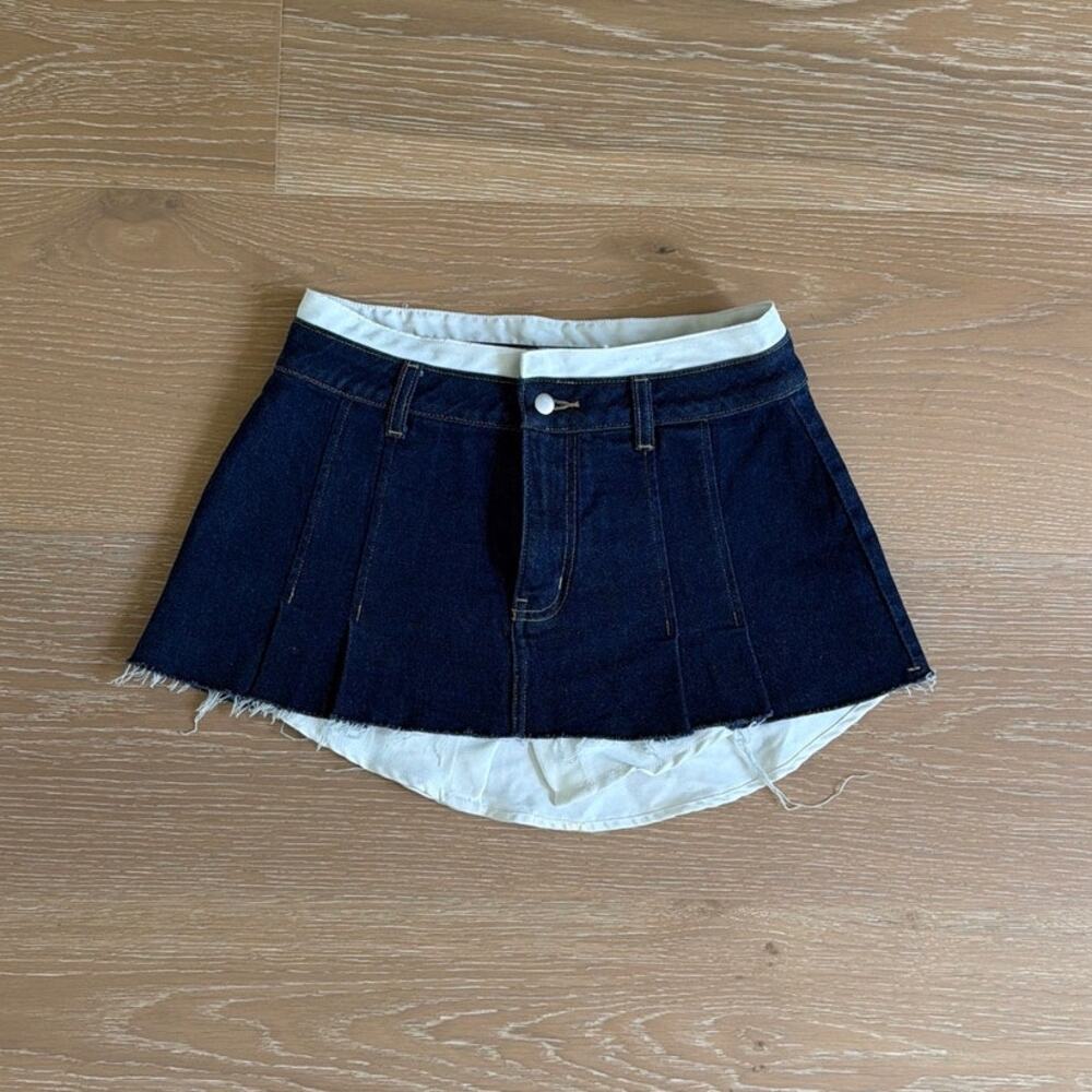 BDG Denim Micro Mini Skirt Layered Sammi Size XS Blue White